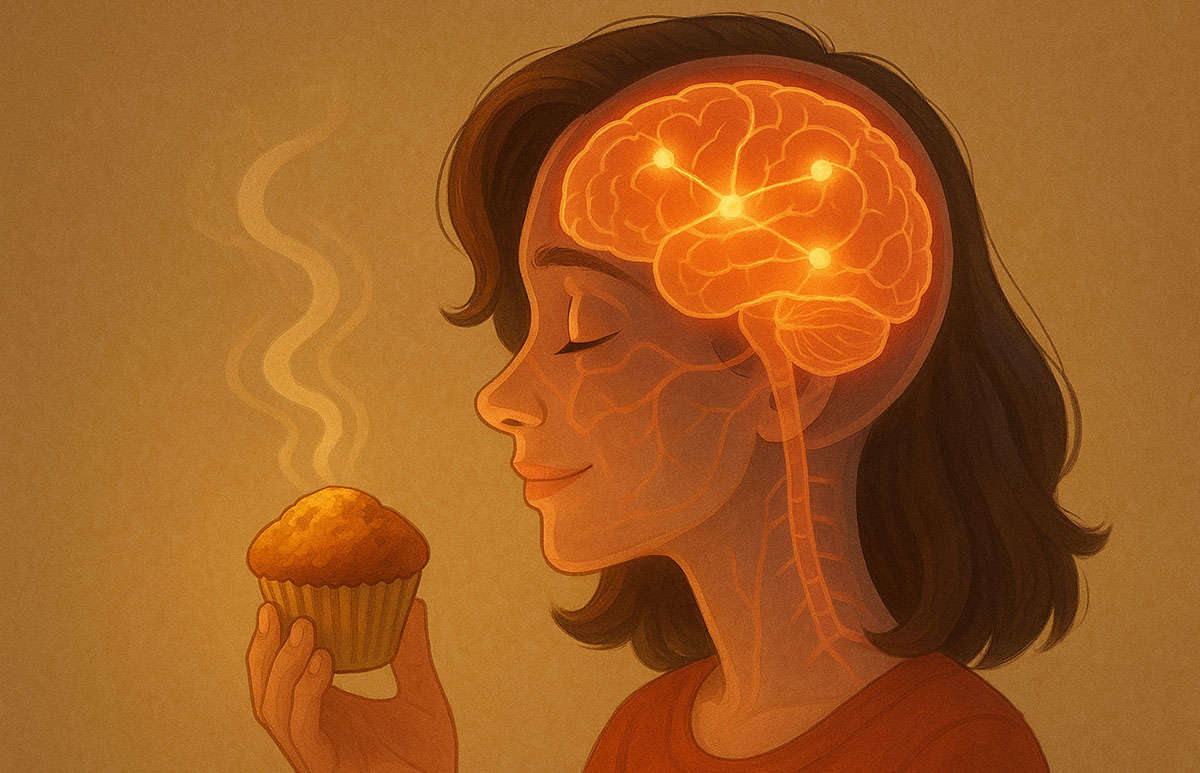 Activación cerebral de la chica al oler la magdalena